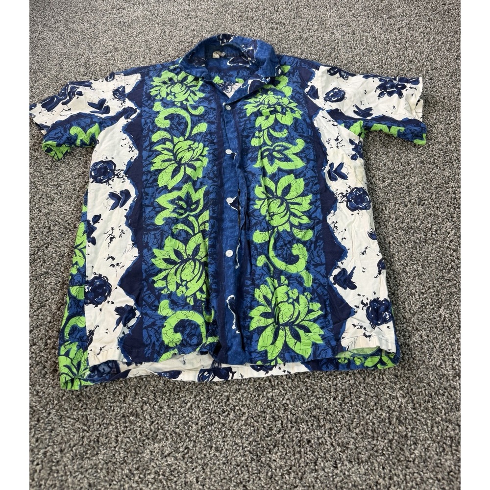 Vintage 60s Tropicana Loop Collar Hawaiian Down Shirt Men's Size Medium